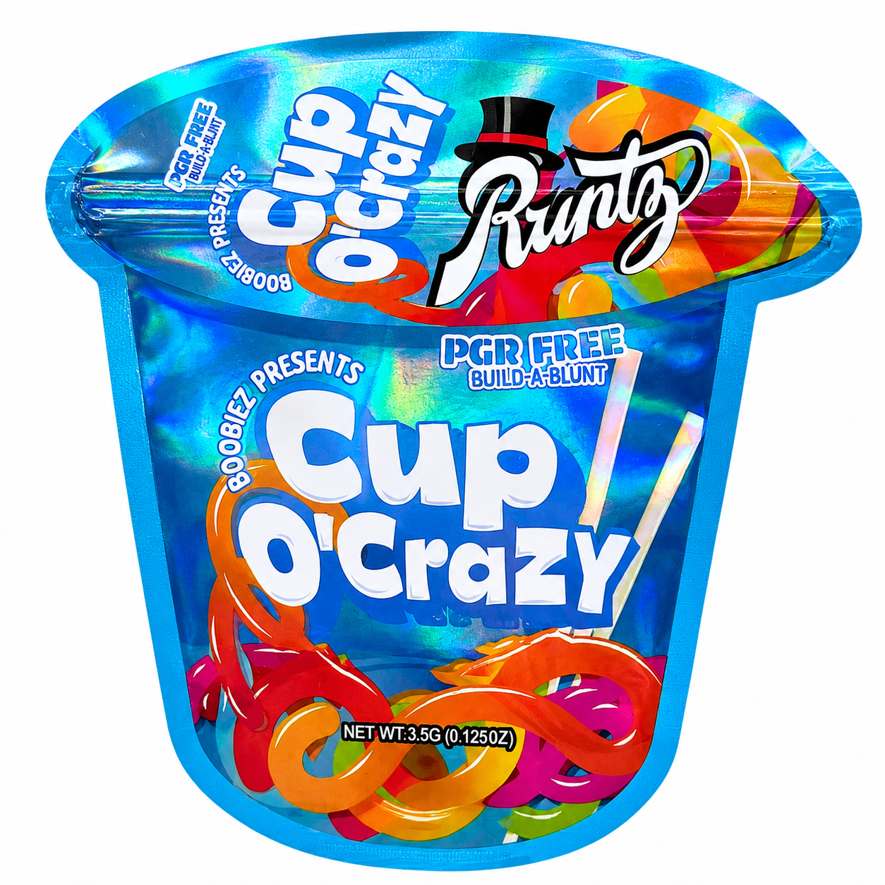 Cup O Crazy Blue Mylar Bags | 3.5g Exotic Die Cut Resealable Storage Bags