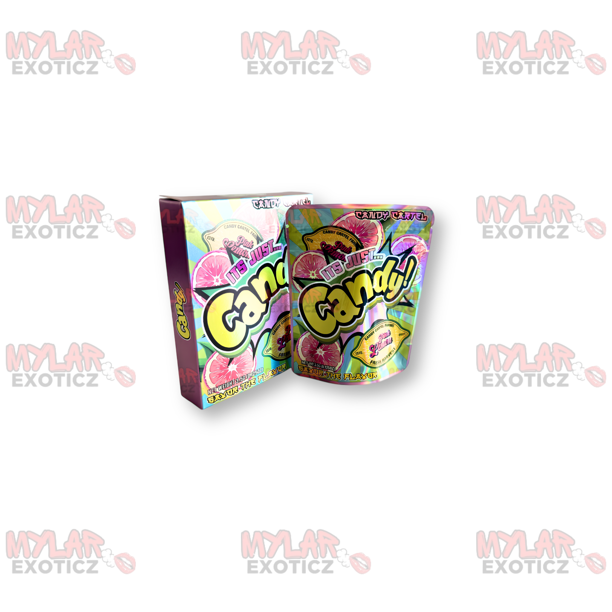 It's Just Candy Sour Patch Watermelon Marshmallow Mylar Bags + Matching Boxes | 3.5g Exotic Resealable Storage Set