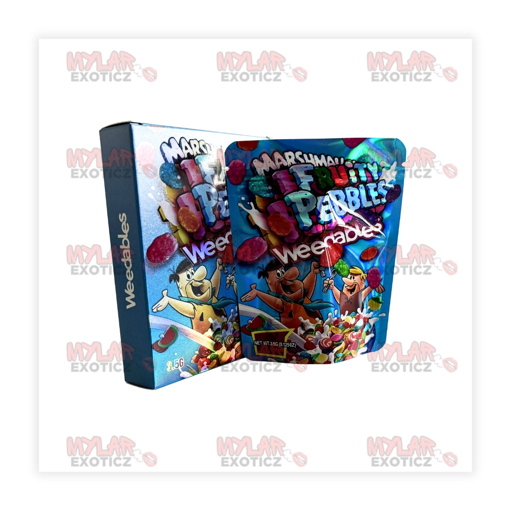 Fruity Rice Marshmallow Crunch Mylar Bags + Matching Boxes | 3.5g Exotic Resealable Storage Set Mylar Exoticz