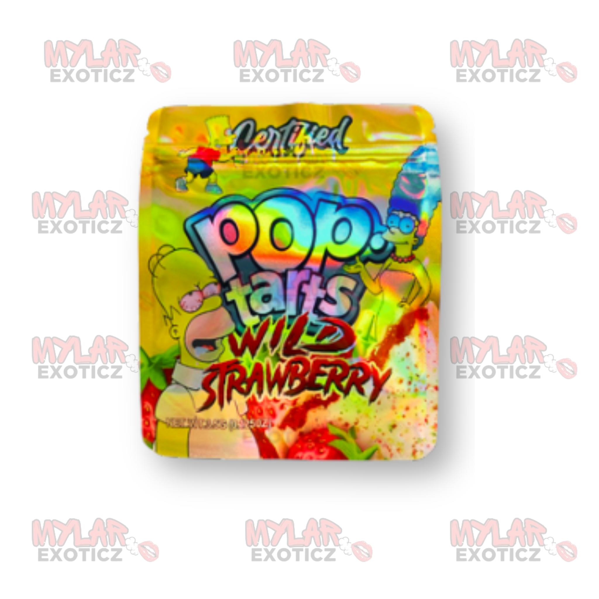Cartoon Strawberry Toaster Pastry Mylar Bags | 3.5g Exotic Resealable Storage Bags