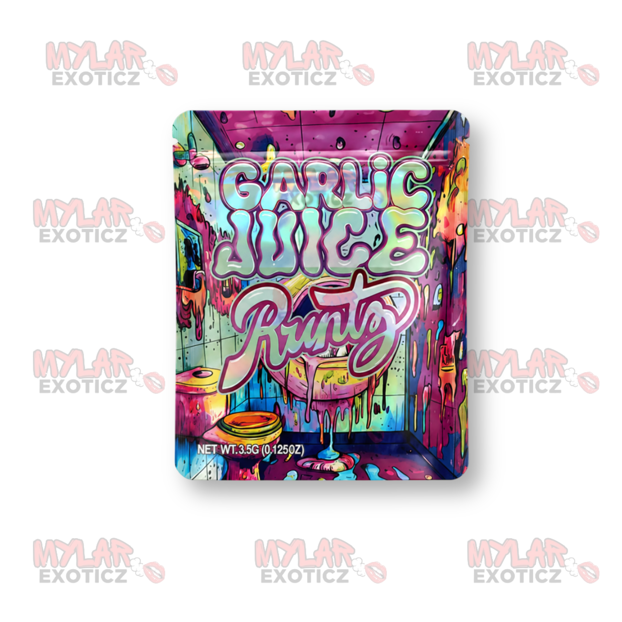 Garlic Juice Mylar Bags | 3.5g Exotic Resealable Storage Bags