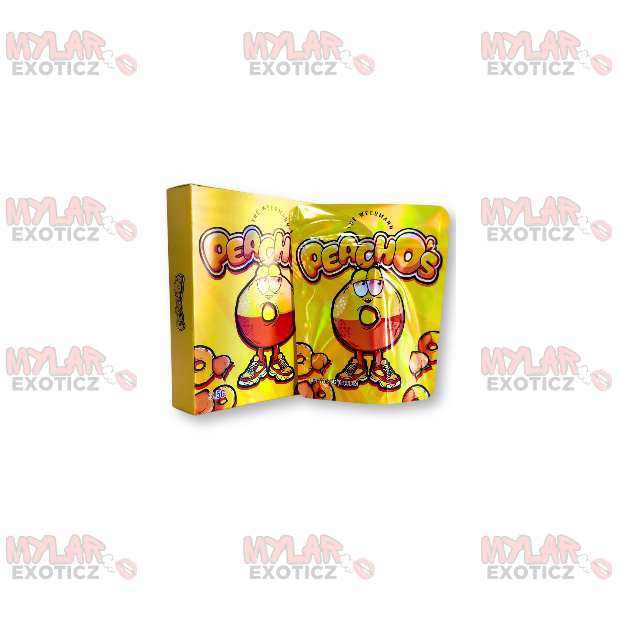 Peach O's Mylar Bags + Matching Boxes | 3.5g Exotic Resealable Storage Set