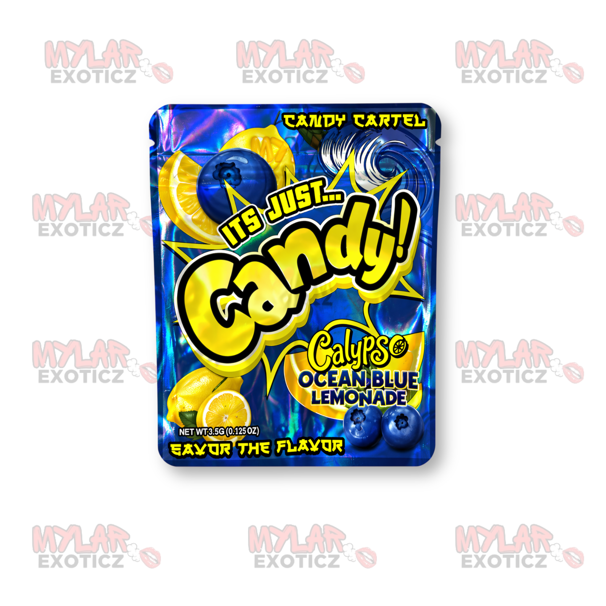 It’s Just Candy Calypso Ocean Blue Lemonade Mylar Bags | 3.5g Exotic Resealable Storage Bags