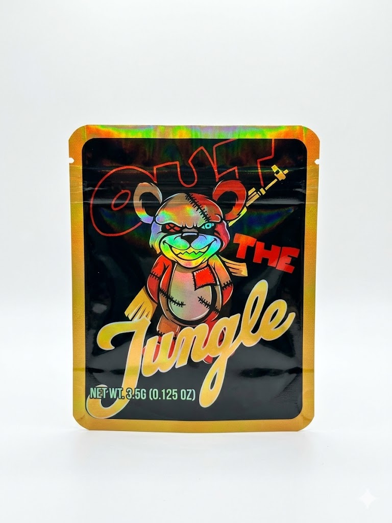 Out The Jungle Mylar Bags | 3.5g Holographic Resealable Storage Bags