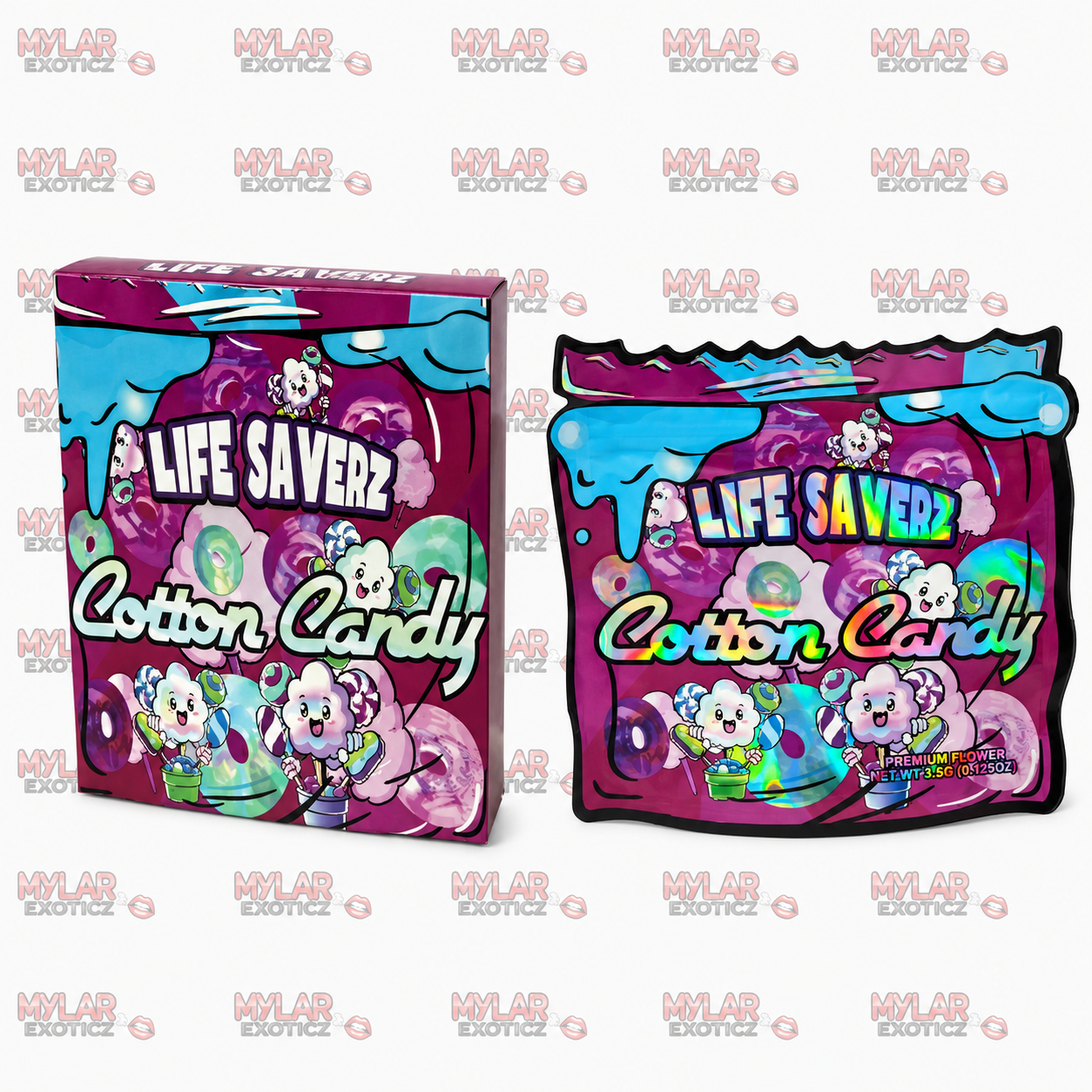 Candy Saverz Matte Mylar Bags + Matching Boxes | 3.5g Exotic Resealable Storage Set