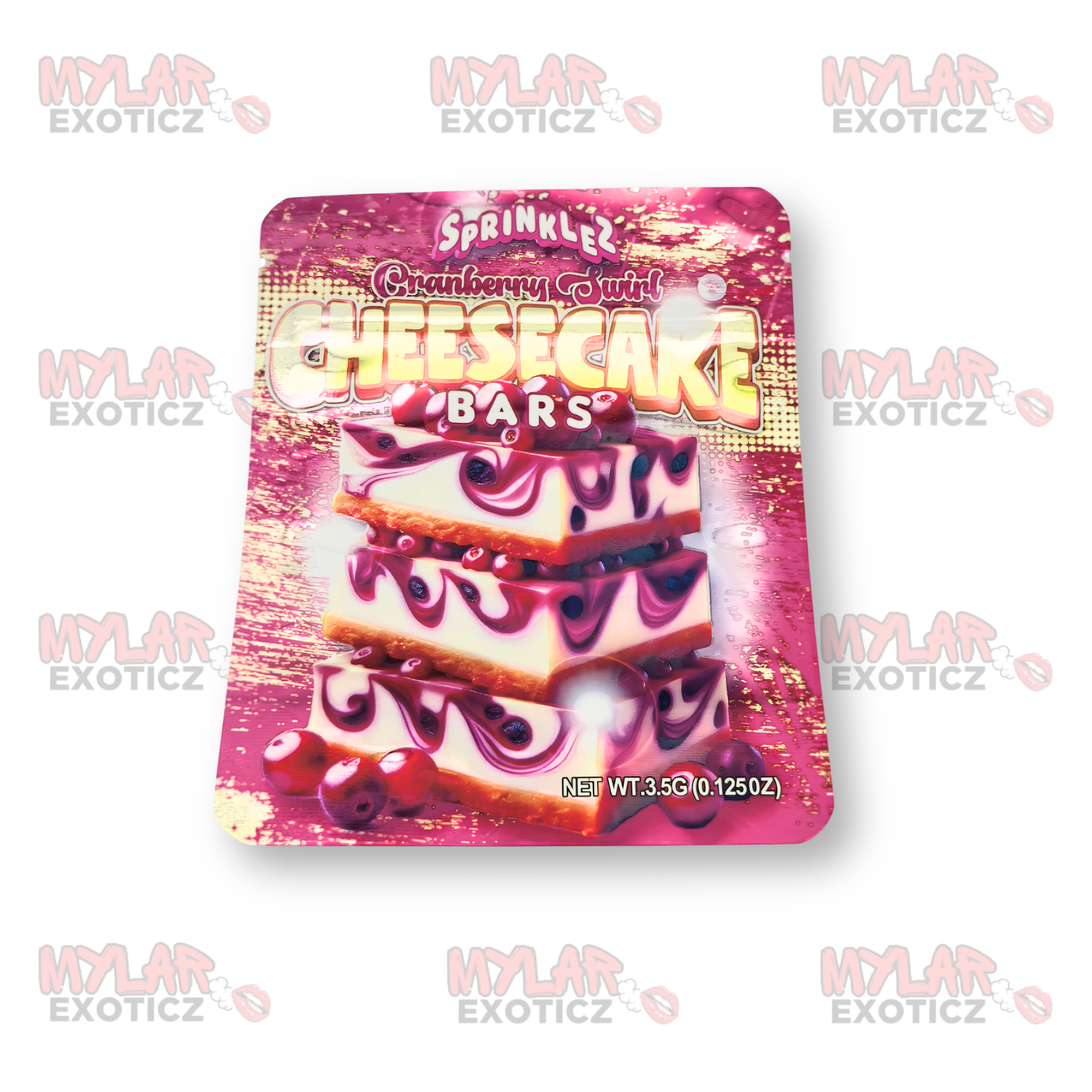 Sprinklez Cranberry Swirl Cheesecake Mylar Bags | 3.5g Exotic Resealable Storage Bags