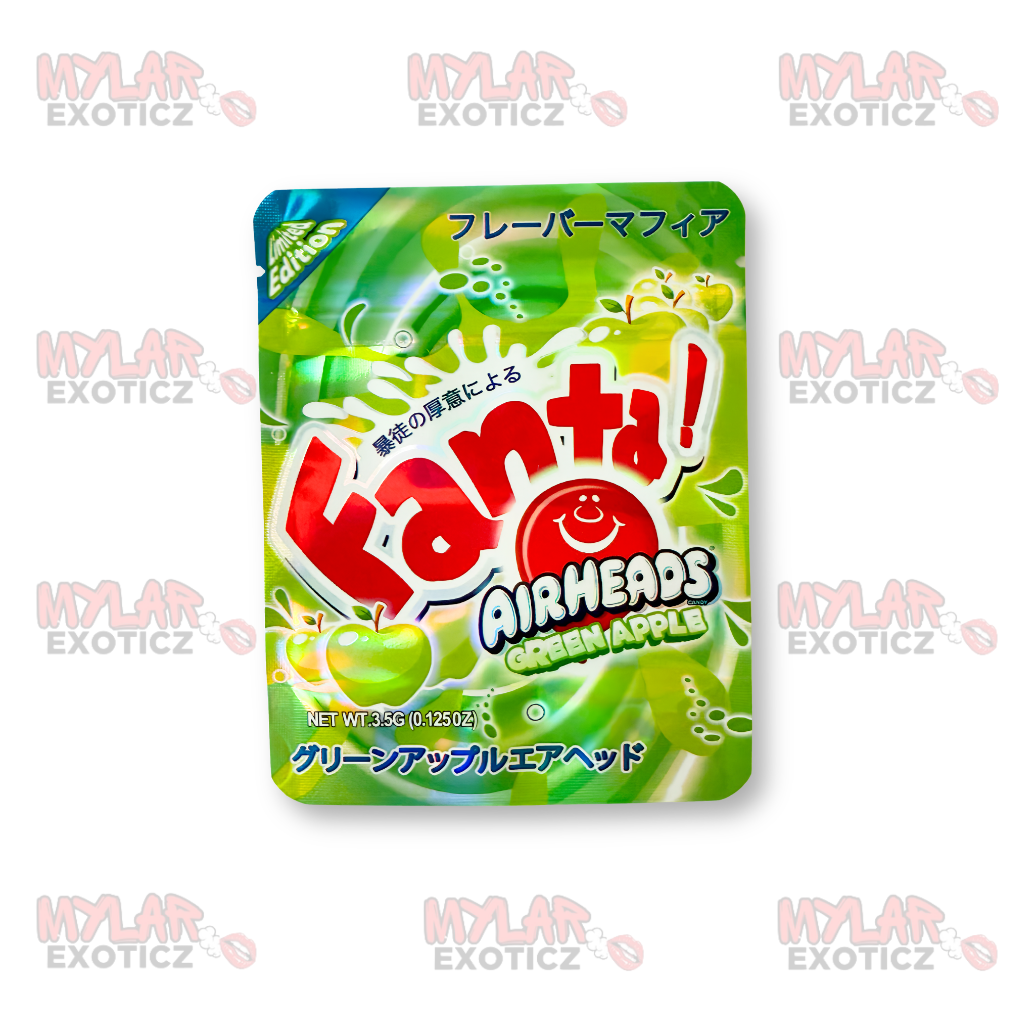 Fanta Airheads Green Apple Mylar Bags | 3.5g Exotic Resealable Storage Bags