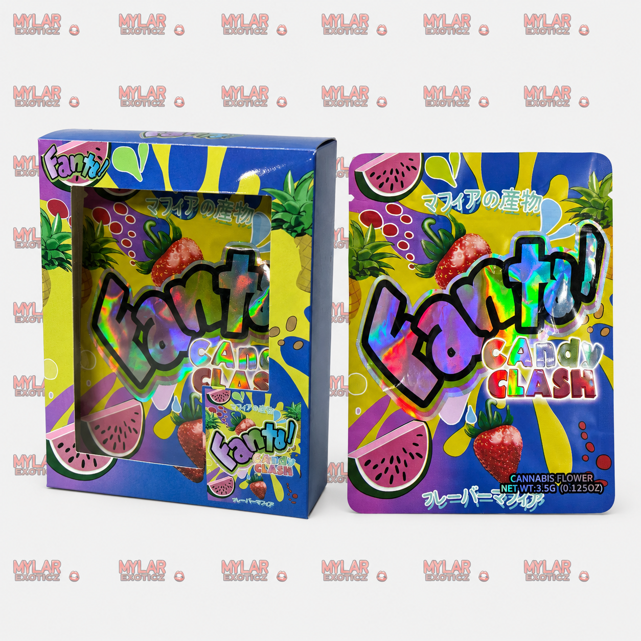 Fanta Candy Clash Mylar Bags + Matching Window Boxes | 3.5g Exotic Resealable Storage Set