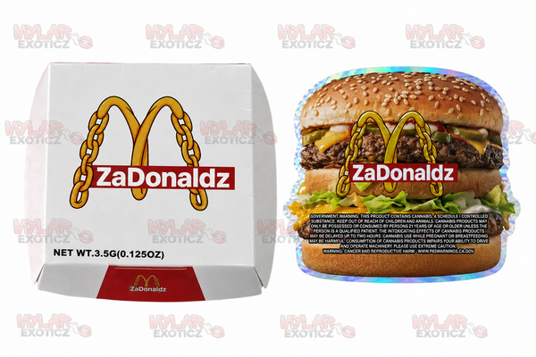 ZaDonalds Burger Mylar Bags + Matching Burger Boxes | 3.5g Exotic Resealable Storage Set 🍔