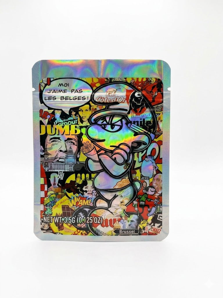 Street Collage Holographic Mylar Bags | 3.5g Exotic Resealable Storage Bags
