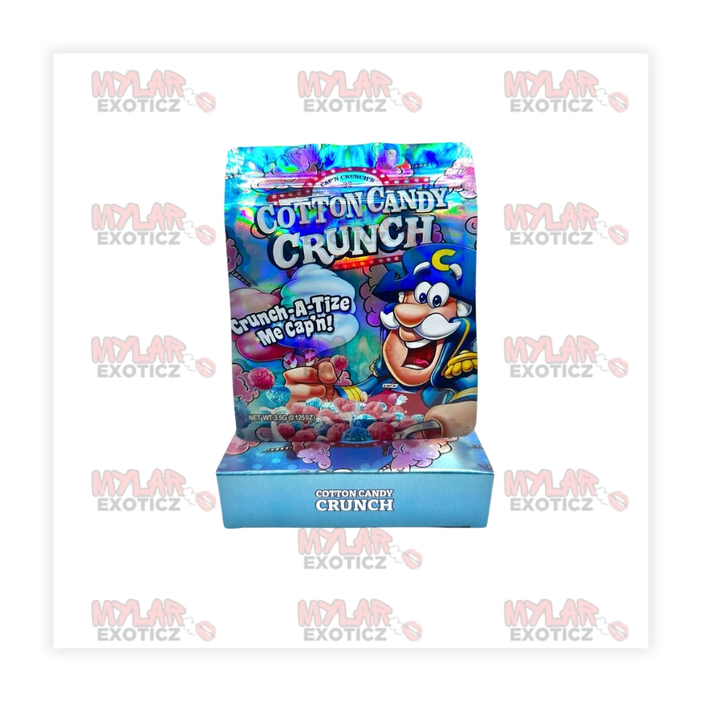 Cotton Candy Crunch Mylar Bags + Matching Boxes | 3.5g Exotic Resealable Storage Set Mylar Exoticz