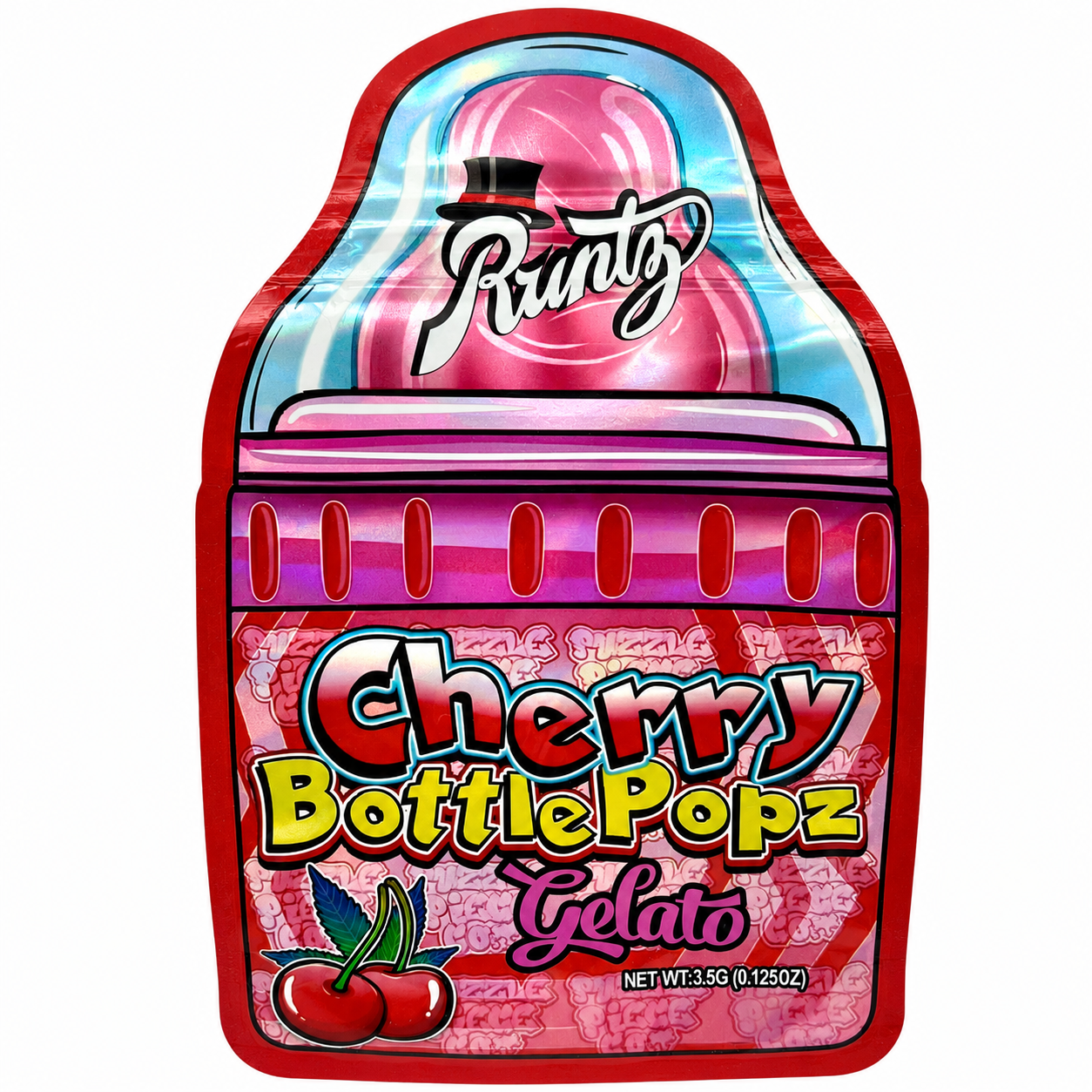 Cherry Bottle Popz Mylar Bags | 3.5g Exotic Die Cut Resealable Storage Bags