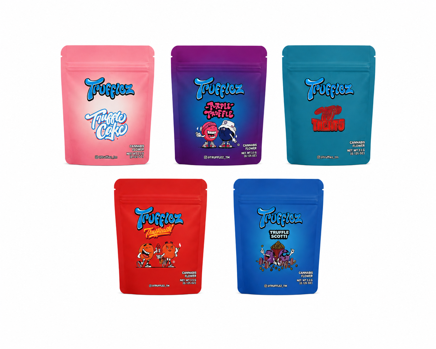 Trufflez Variety Pack Mylar Bags | 3.5g Holographic Resealable Storage Bags