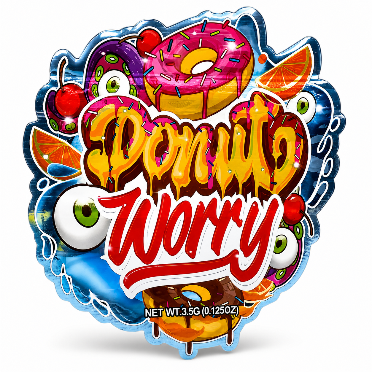 Donut Worry Mylar Bags | 3.5g Exotic Die Cut Resealable Storage Bags