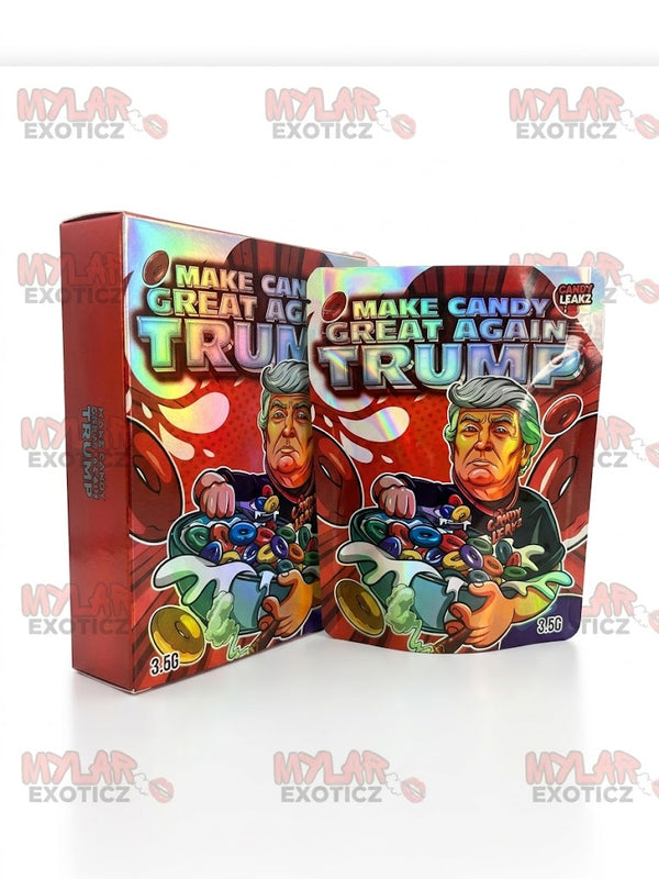 Make Candy Great Again Mylar Bags + Matching Boxes | 3.5g Exotic Resealable Storage Set