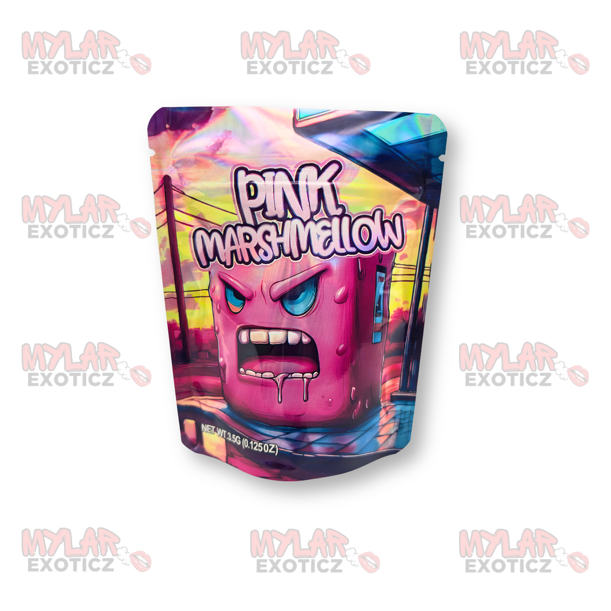 Pink Marshmellow Mylar Bags | 3.5g Exotic Resealable Storage Bags
