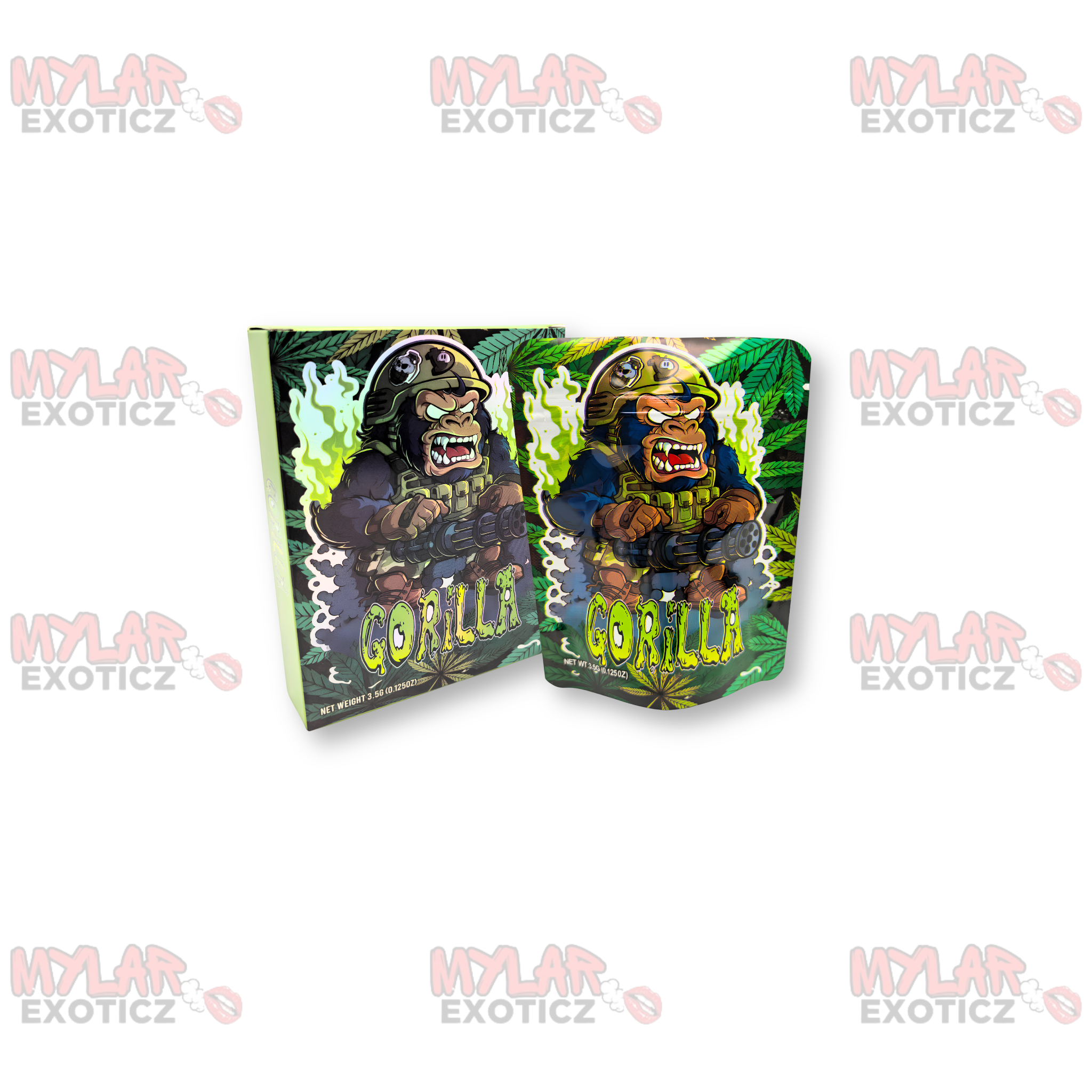 Gorilla Mylar Bags + Matching Boxes | 3.5g Exotic Resealable Storage Set