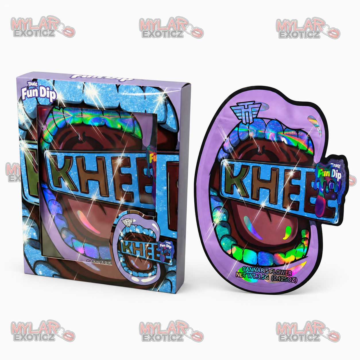 KHEE Mylar Bags + Matching Window Boxes | 3.5g Exotic Resealable Storage Set