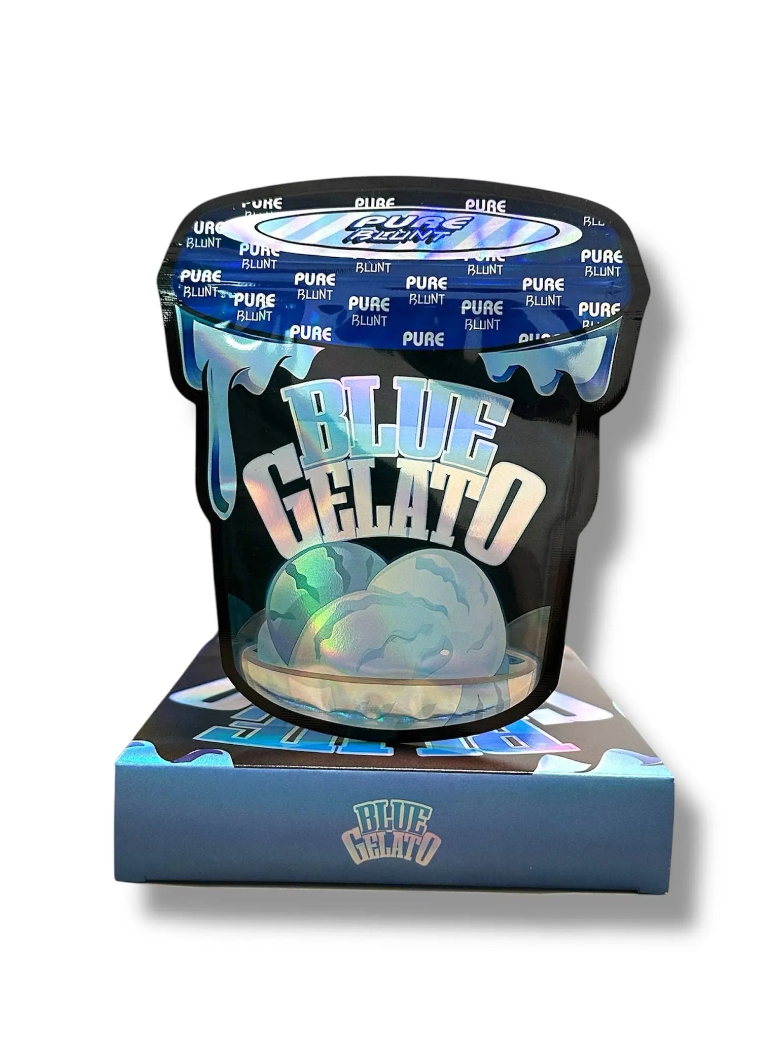 Blue Gelato Mylar Bags + Boxes | 100pc 3.5g Exotic Storage Set – Resealable & Smell-Proof Mylar Exoticz