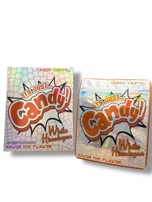 It’s Just Candy White Hummington Mylar Bags + Boxes | 100pc 3.5g Exotic Storage Set 🍬💨 Mylar Exoticz