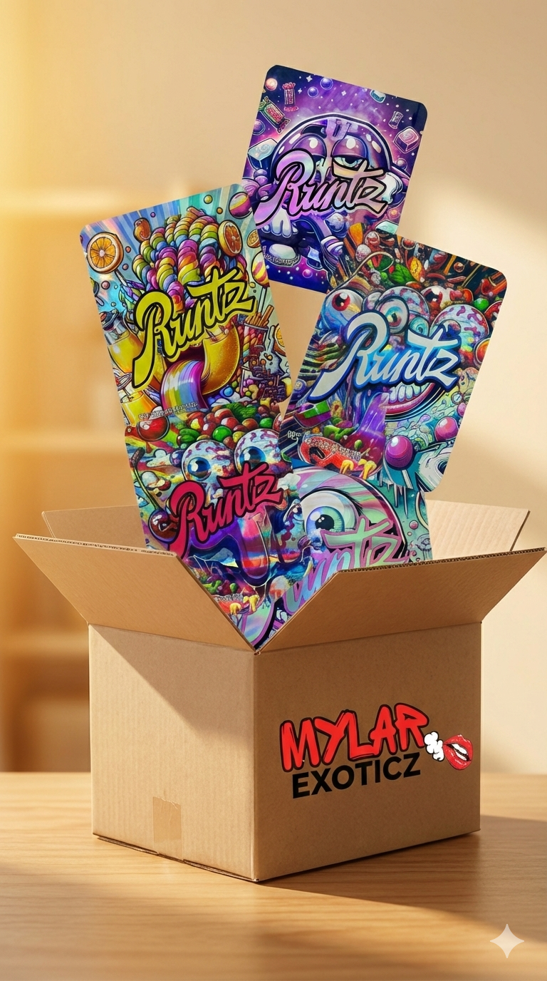 R Style Exotic 3.5g Mylar Storage Bags – Mixed Designs 100 Pack Mylar Exoticz