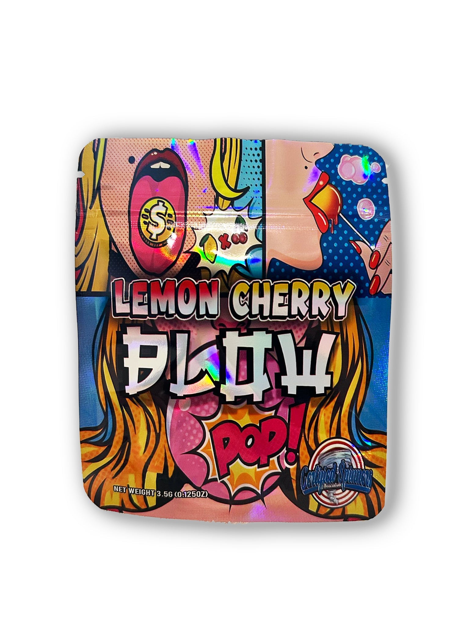 Lemon Cherry Pop Mylar Bags | 50pc 3.5g Exotic Resealable Storage Set Mylar Exoticz