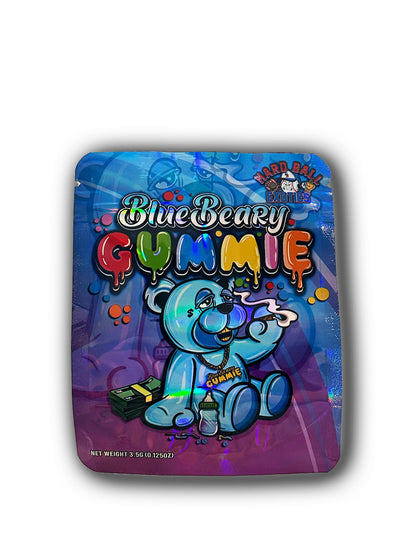 Blue Beary Gummie Mylar Bags | 50pc 3.5g Exotic Resealable Storage Set Mylar Exoticz