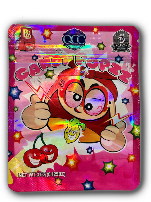 Candy Popzz Cherry Mylar Bags | 50pc 3.5g Exotic Resealable Storage Set Mylar Exoticz