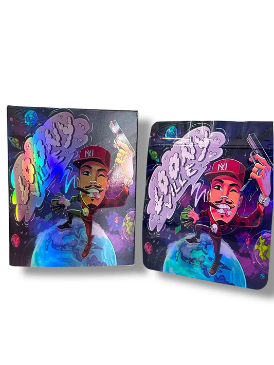 Looney Ville Mylar Bags + Boxes | 100pc 3.5g Exotic Storage Set Mylar Exoticz