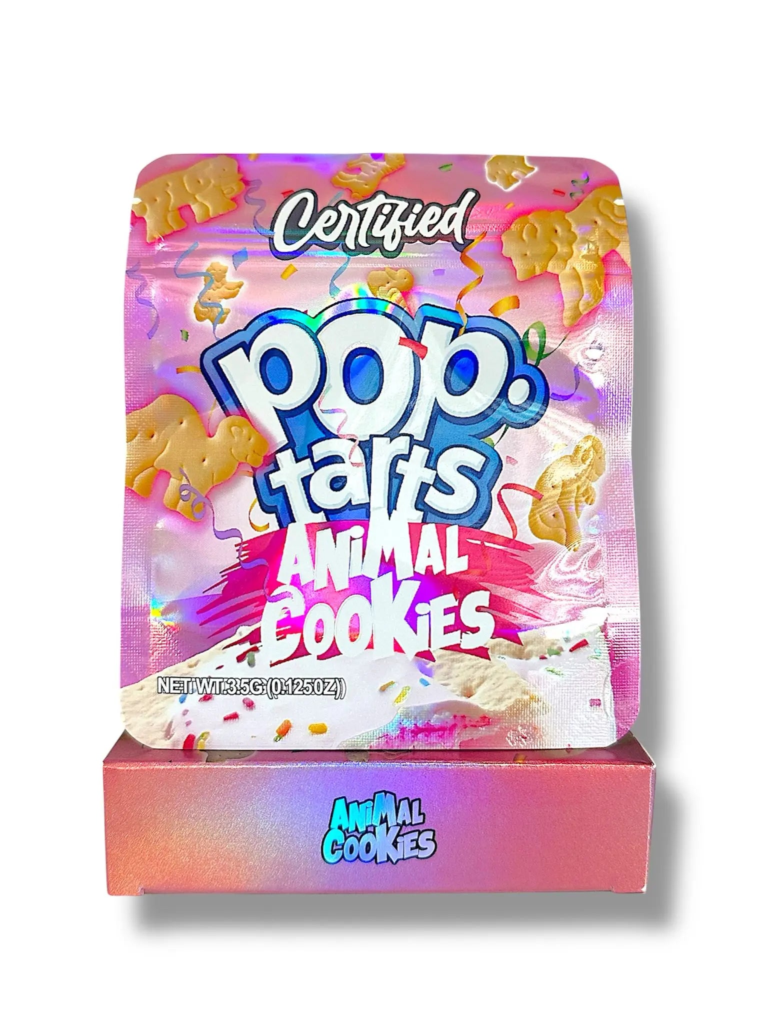 Pop-Tarts Pink Animal Cookie Mylar Bags + Boxes | 100pc 3.5g Exotic Storage Set Cookies