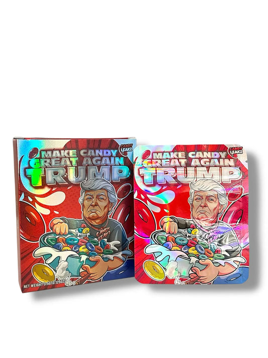 Donald Trump Eating Froot Loops Mylar Bags + Boxes | 100pc 3.5g Exotic Storage Set Donald Trump