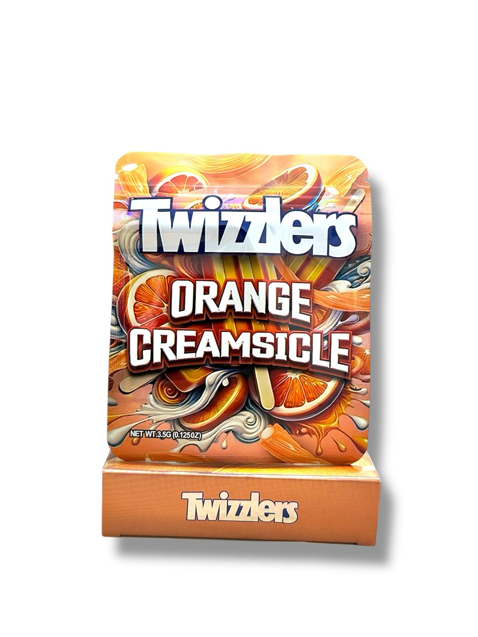 Twizzlers Orange Creamsicle Mylar Bags + Boxes | 100pc 3.5g Exotic Storage Set Mylar Exoticz