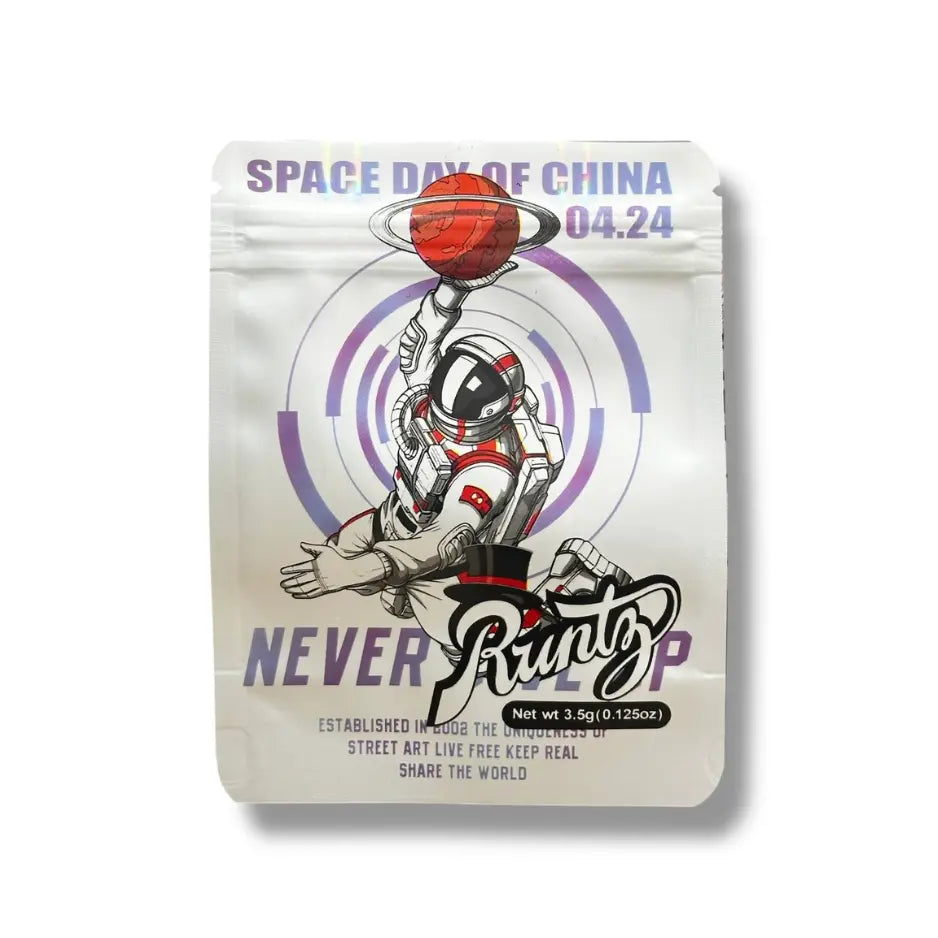 50-Pack 3.5g Exotic Mylar Bags – NASA Runty Astronaut Dunking Edition Astronaut