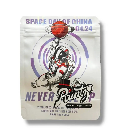50-Pack 3.5g Exotic Mylar Bags – NASA Runty Astronaut Dunking Edition Astronaut