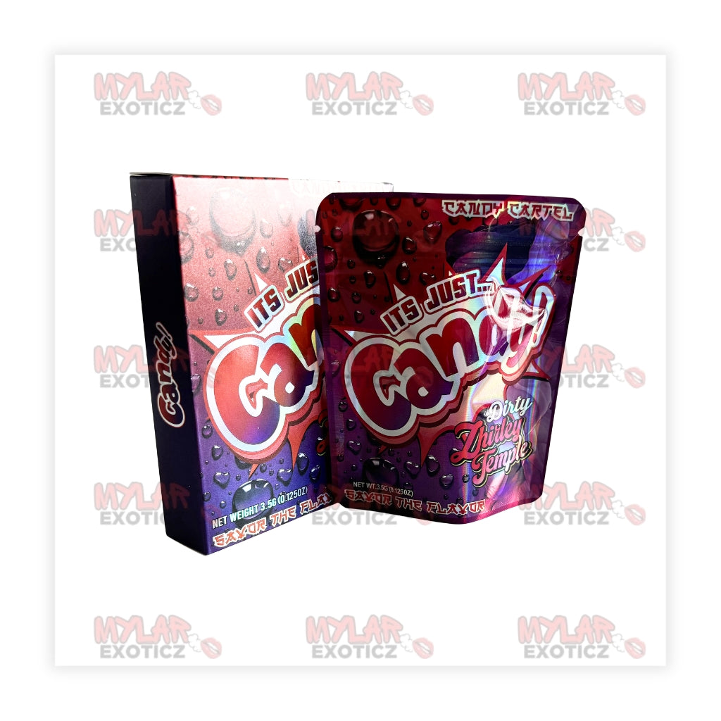 It's Just Candy Dirty Shirley Temple Mylar Bags + Matching Boxes | 3.5g Exotic Resealable Storage Set Mylar Exoticz