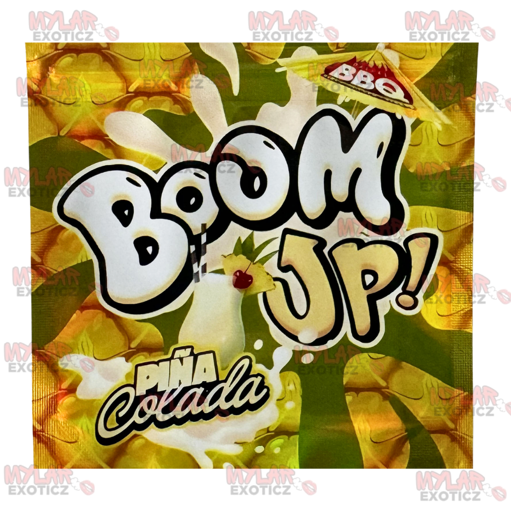 Boom JP Piña Colada Mylar Bags | 50pc 3.5g Tropical Dessert-Themed Resealable Storage Set Mylar Exoticz