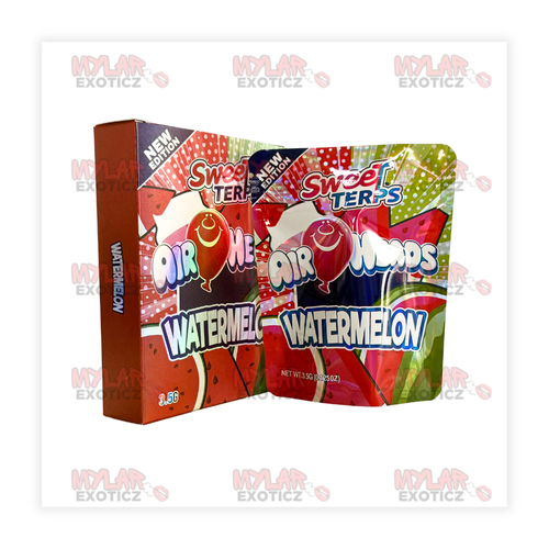 Airhead Watermelon Mylar Bags + Matching Boxes | 3.5g Exotic Resealable Storage Set Mylar Exoticz