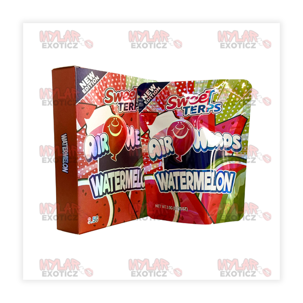 Airhead Watermelon Mylar Bags + Matching Boxes | 3.5g Exotic Resealable Storage Set