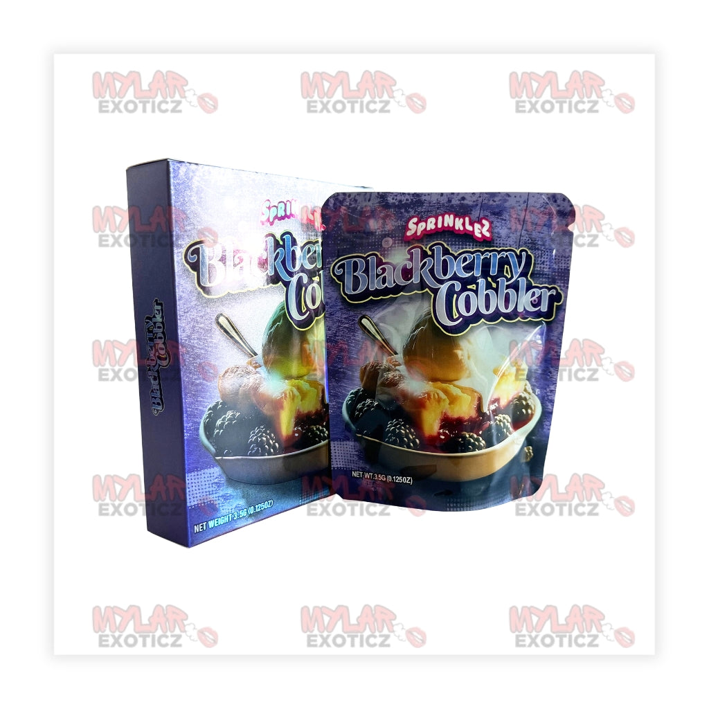 Sprinklez Blackberry Cobbler Mylar Bags + Matching Boxes | 3.5g Exotic Resealable Storage Set Mylar Exoticz