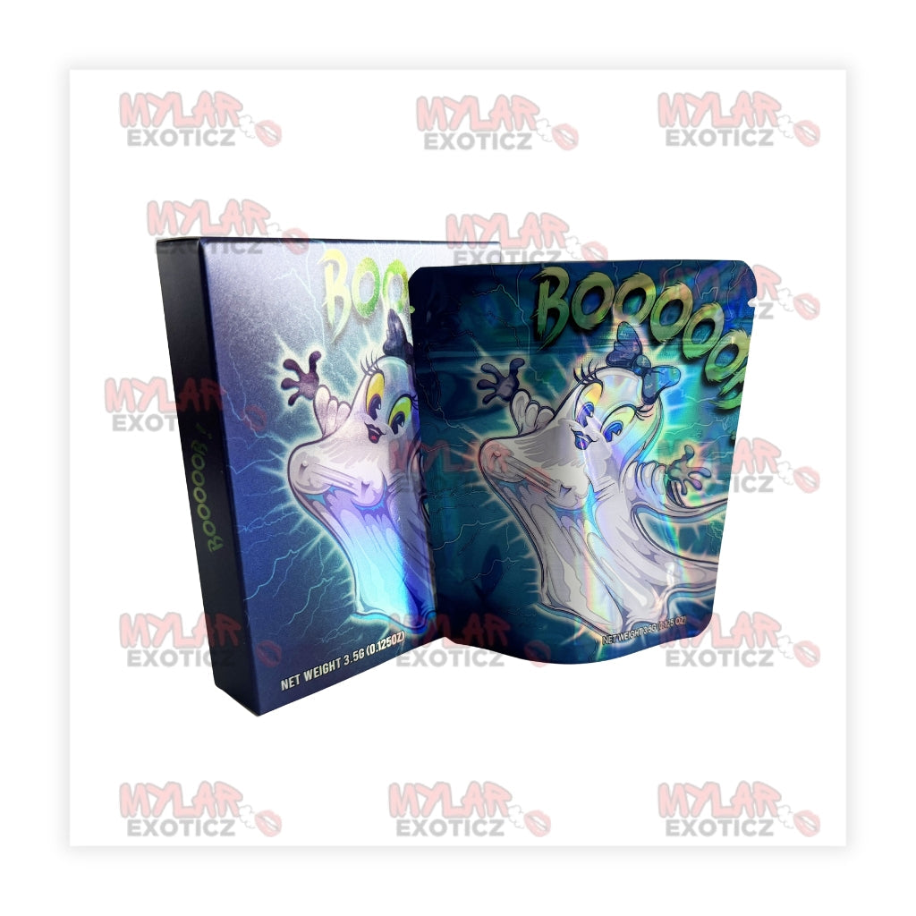 Booop Ghost Mylar Bags + Matching Boxes | 3.5g Exotic Resealable Storage Set Mylar Exoticz