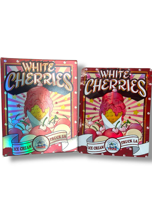 White Cherries Ice Cream Mylar Bags + Boxes | 100pc 3.5g Exotic Storage Set Mylar Exoticz