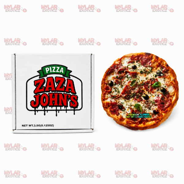 ZaZa John's Mylar Bags + Matching Pizza Boxes | 3.5g Exotic Resealable Storage Set