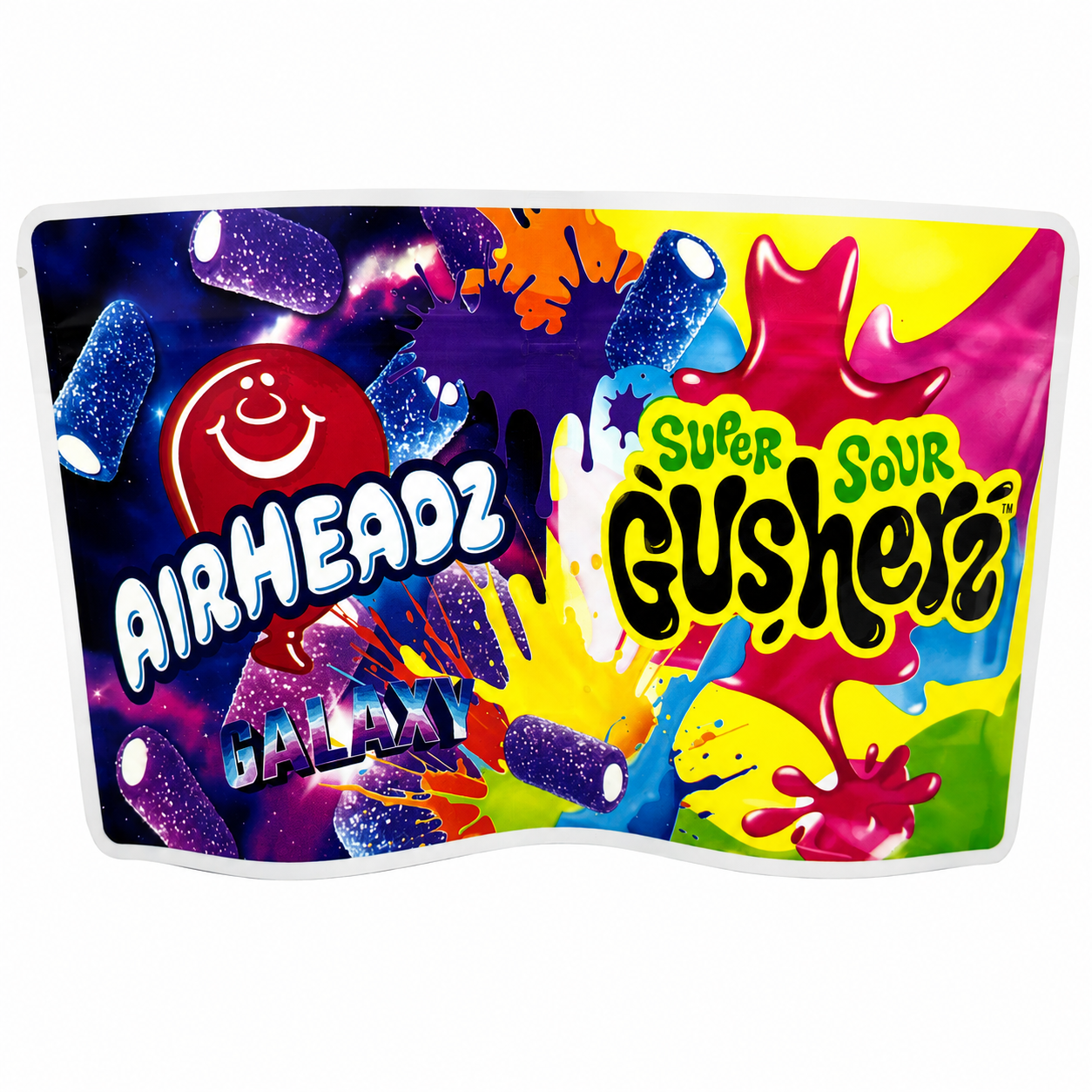 Airheadz Galaxy x Super Sour Gusherz 2-in-1 Mylar Bags | 7g Exotic Resealable Storage Bags
