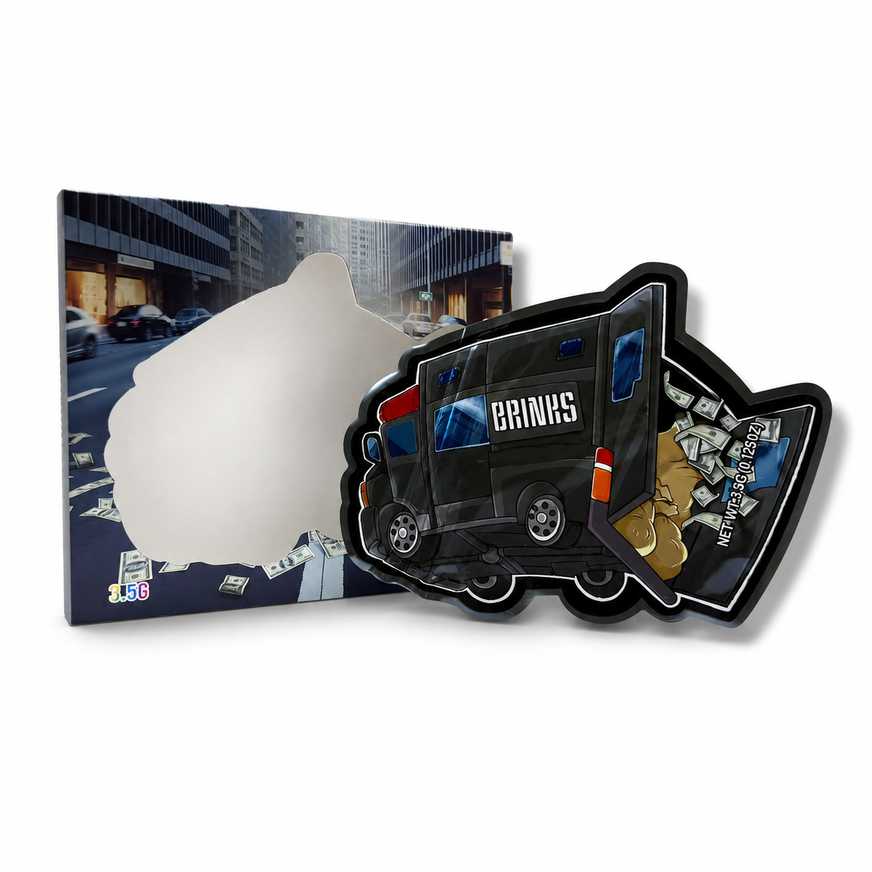 Brinks Armored Truck Mylar Bags + Matching Window Boxes | 3.5g Exotic Resealable Storage Set
