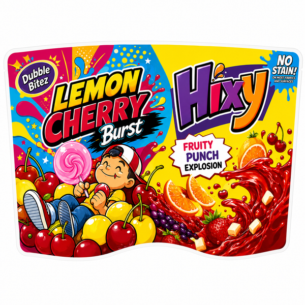 Lemon Cherry Burst x HiXy Fruity Punch Explosion 2-in-1 Mylar Bags | 7g Exotic Resealable Storage Bags