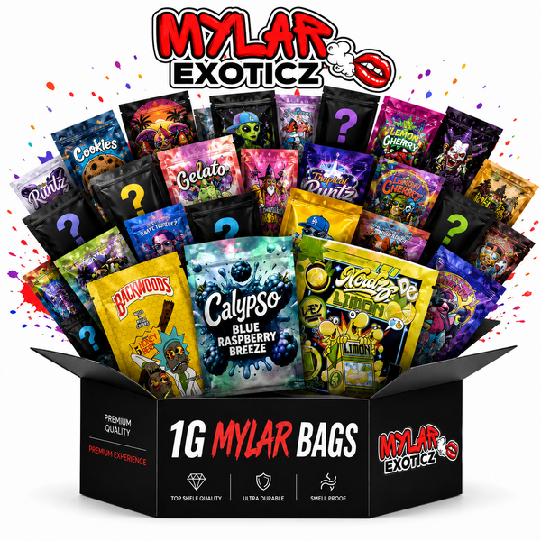 1g Mylar Bags Variety Pack | 100 Pack Assorted Exotic Resealable Storage Bags
