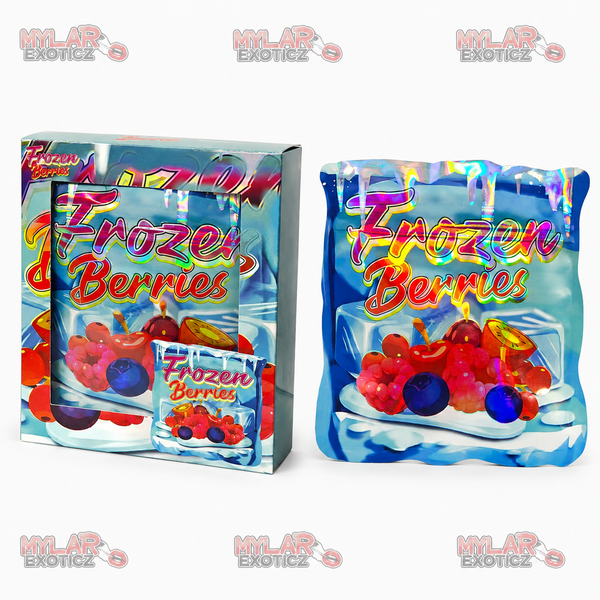 Frozen Berries Mylar Bags + Matching Window Boxes | 3.5g Exotic Resealable Storage Set