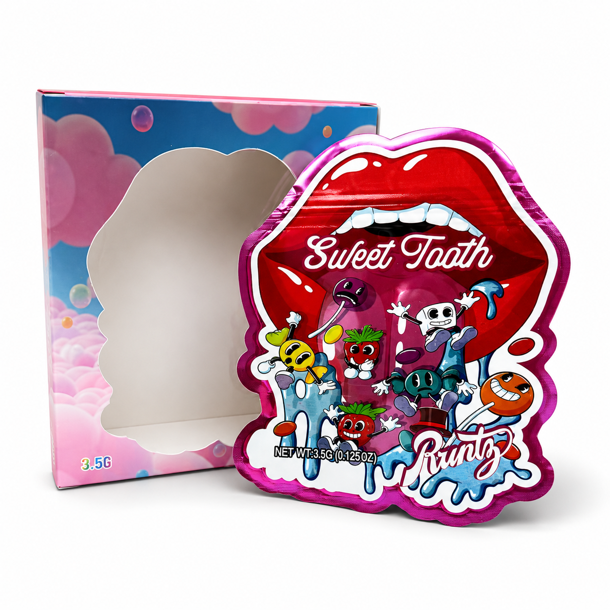 Sweet Tooth Mylar Bags + Matching Window Boxes | 3.5g Exotic Resealable Storage Set