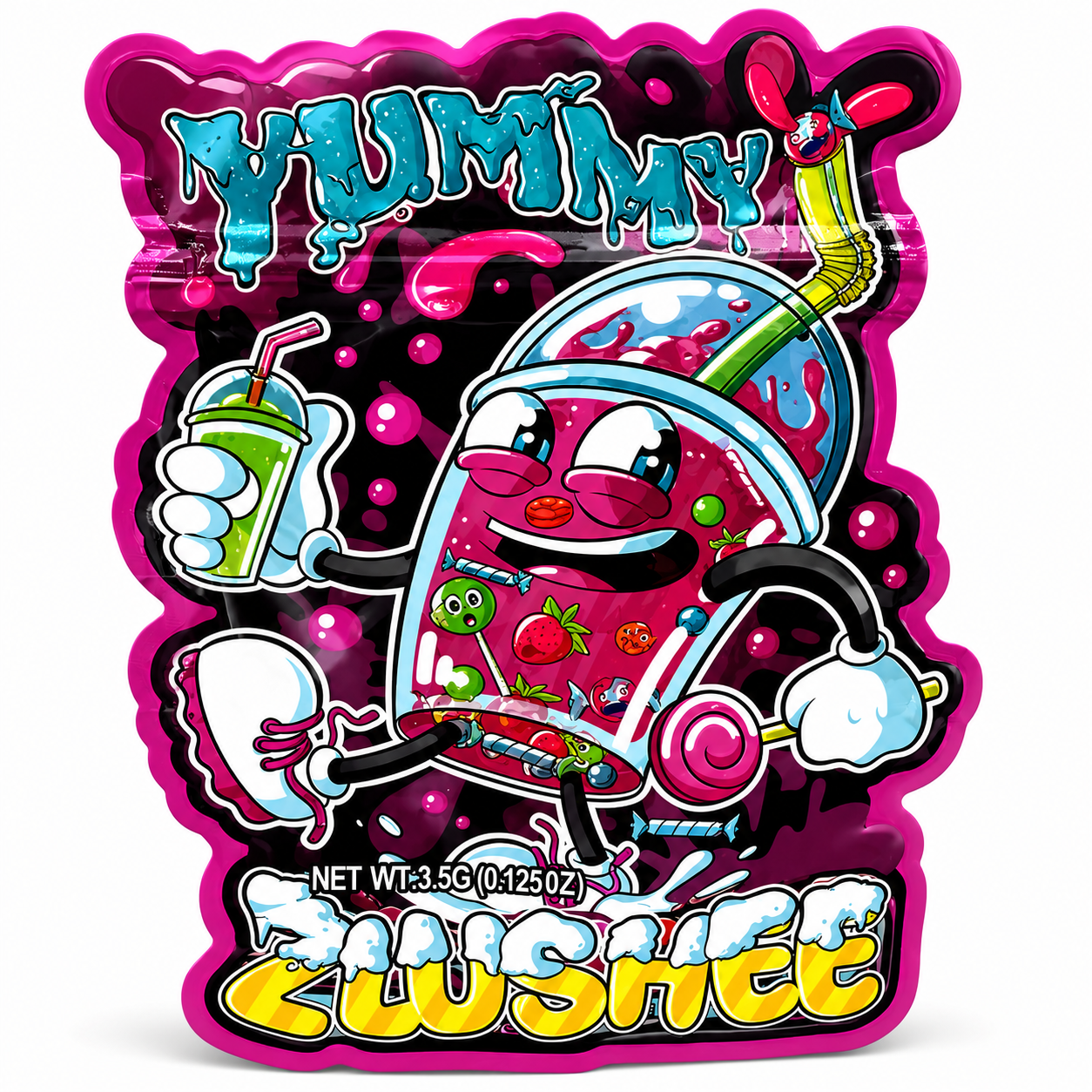 Yummy Zlushie Mylar Bags | 3.5g Exotic Die Cut Resealable Storage Bags