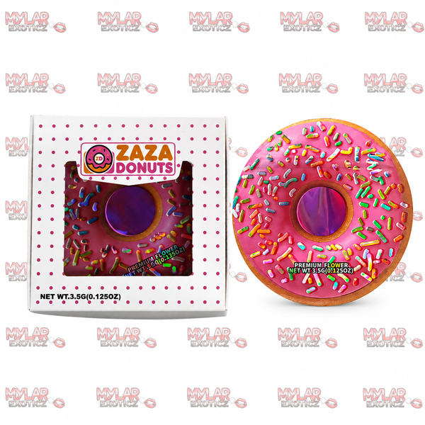 ZaZa Donuts Strawberry Sprinkles Mylar Bags + Matching Donut Boxes | 3.5g Exotic Resealable Storage Set 🍩